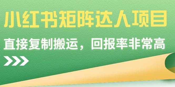 小红书矩阵达人项目，直接复制搬运，回报率非常高-爱赚项目网