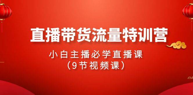 2024直播带货流量特训营，小白主播必学直播课（9节视频课）-爱赚项目网