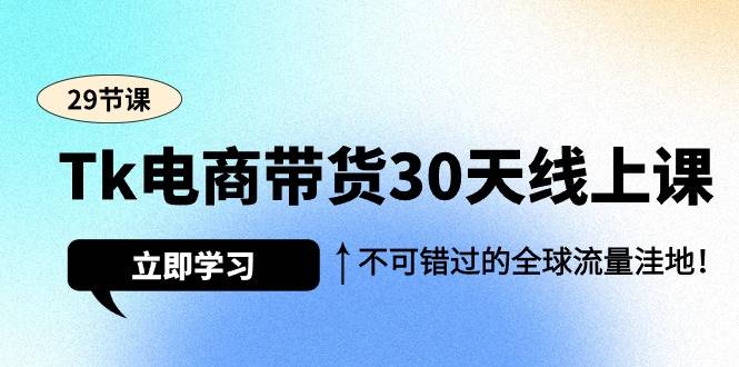 Tk电商带货30天线上课，不可错过的全球流量洼地（29节课）-爱赚项目网