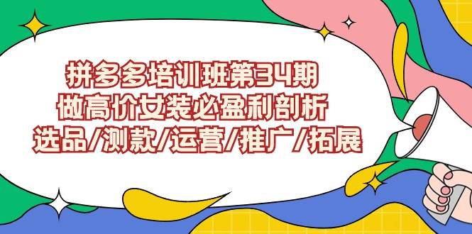 拼多多培训班第34期：做高价女装必盈利剖析 选品/测款/运营/推广/拓展-爱赚项目网