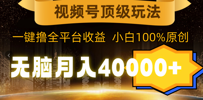 视频号顶级玩法，无脑月入40000+，一键撸全平台收益，纯小白也能100%原创-爱赚项目网