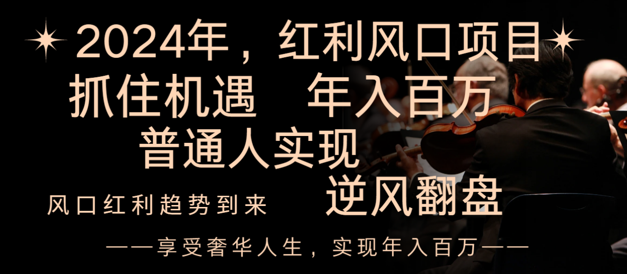 2024红利风口项目来袭，享受第一波红利，逆风翻盘普通人也能实现，年入百万-爱赚项目网