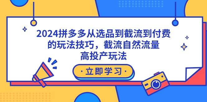 2024拼多多从选品到截流到付费的玩法技巧，截流自然流量玩法，高投产玩法-爱赚项目网