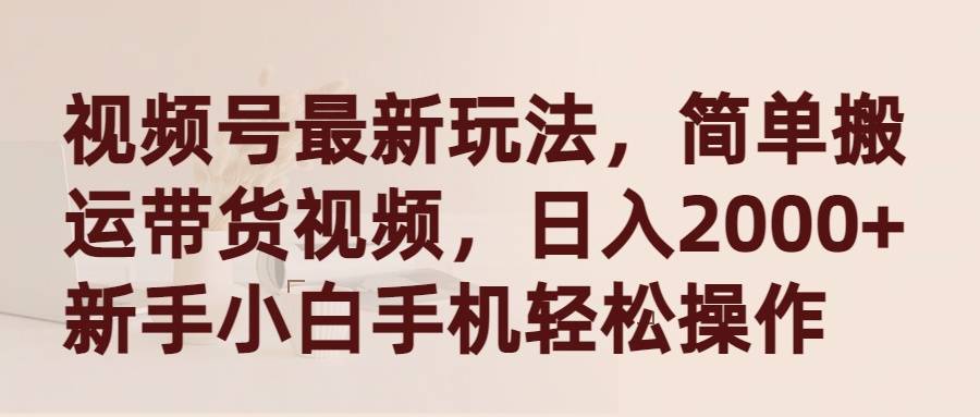 视频号最新玩法，简单搬运带货视频，日入2000+，新手小白手机轻松操作-爱赚项目网