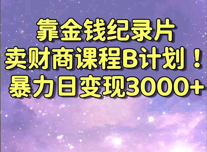 靠金钱纪录片卖财商课程B计划！暴力日变现3000+，喂饭式干货教程！-爱赚项目网