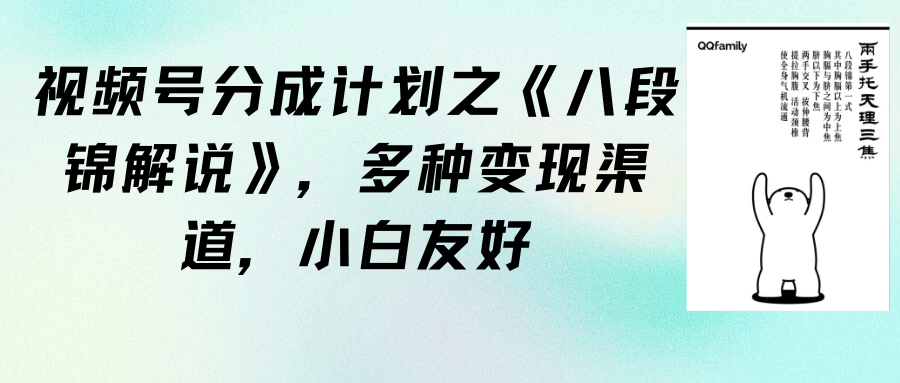 视频号分成计划之《八段锦解说》，多种变现渠道，小白友好（教程+素材）-爱赚项目网