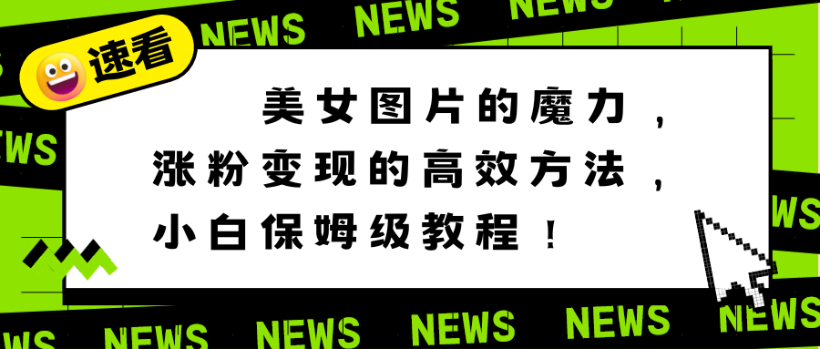 美女图片的魔力，涨粉变现的高效方法，小白保姆级教程！-爱赚项目网