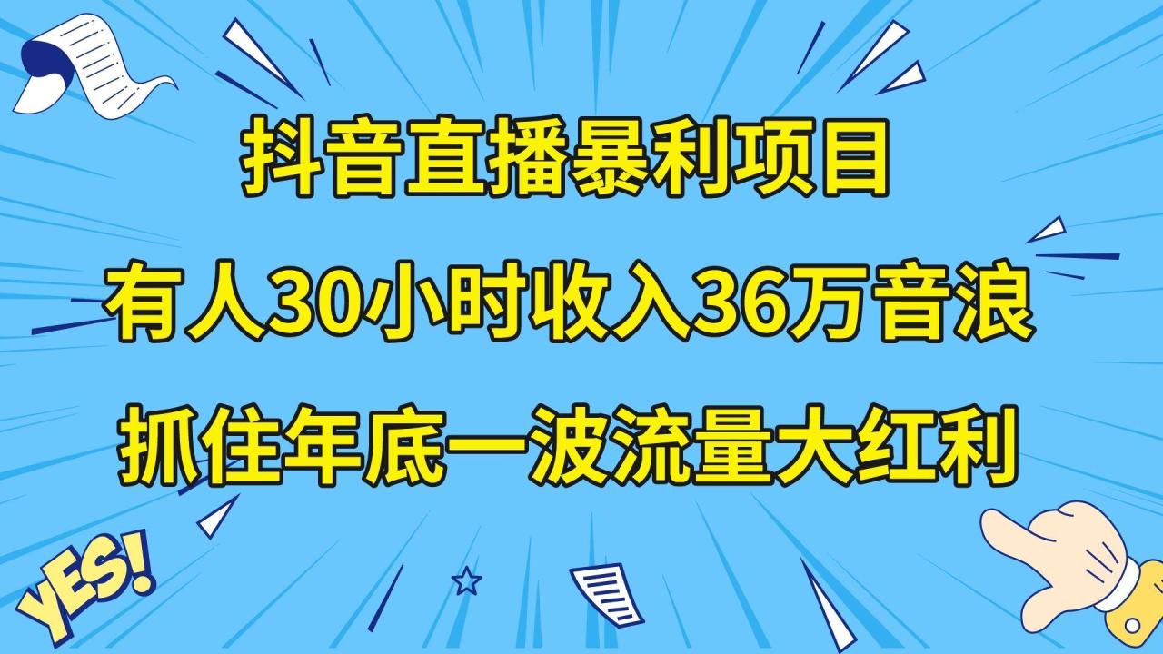 抖音直播暴利项目，有人30小时收入36万音浪，公司宣传片年会视频制作，…-爱赚项目网