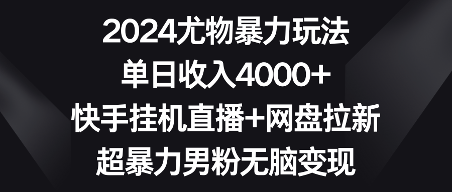 2024尤物暴力玩法 单日收入4000+快手挂机直播+网盘拉新 超暴力男粉无脑变现-爱赚项目网