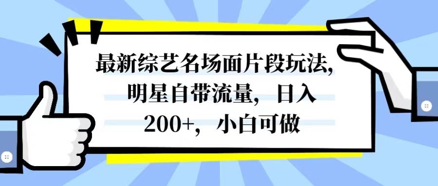 最新综艺名场面片段玩法，明星自带流量，日入200+，小白可做-爱赚项目网