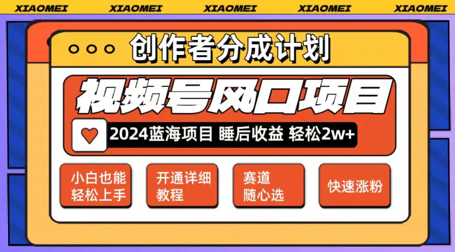 微信视频号大风口项目 轻松月入2w+ 多赛道选择，可矩阵，玩法简单轻松上手-爱赚项目网