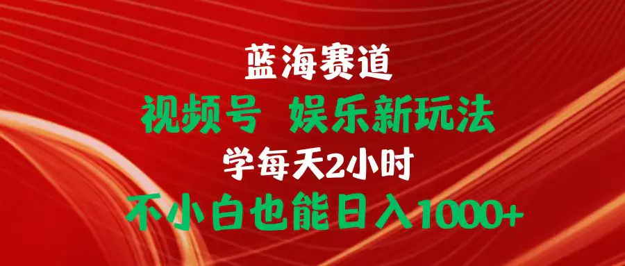 蓝海赛道视频号 娱乐新玩法每天2小时小白也能日入1000+-爱赚项目网