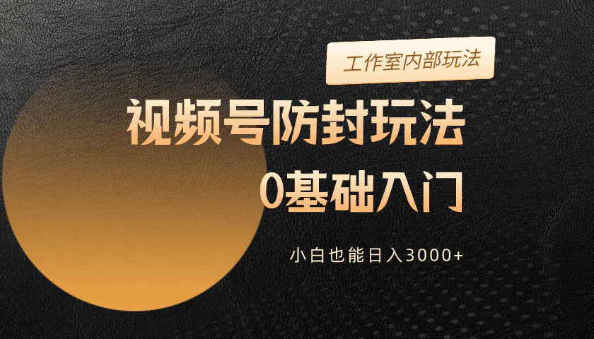 2024视频号升级防封玩法，零基础入门，小白也能日入3000+-爱赚项目网