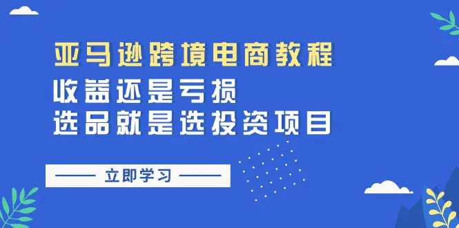 亚马逊跨境电商教程：收益还是亏损！选品就是选投资项目-爱赚项目网