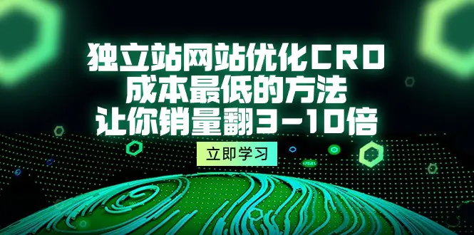 独立站网站优化CRO，成本最低的方法，让你销量翻3-10倍（5节课）-爱赚项目网