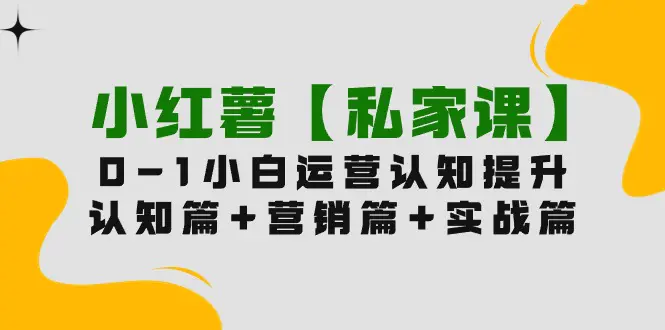 小红薯【私家课】0-1玩赚小红书内容营销，认知篇+营销篇+实战篇（11节课）-爱赚项目网