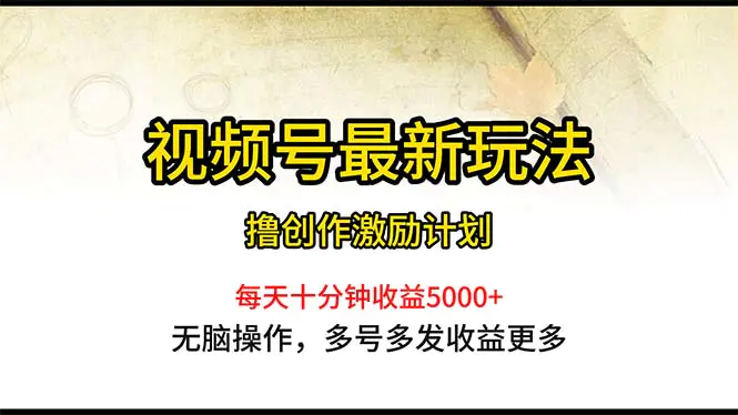 视频号最新玩法，每日一小时月入5000+-爱赚项目网