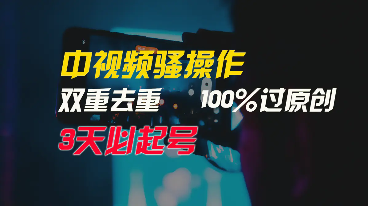 中视频骚操作，双重去重100%过原创，3天比必起号，简单无脑，月入3W+-爱赚项目网