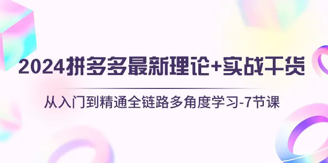 2024拼多多 最新理论+实战干货，从入门到精通全链路多角度学习-7节课-爱赚项目网