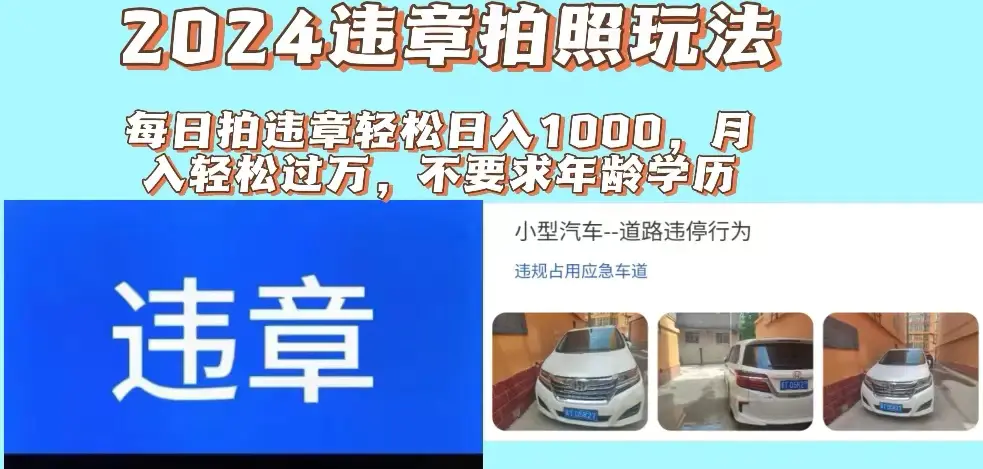 2024违章拍照新玩法，推广躺赚+拍照赚钱双模式，日入1000+-爱赚项目网