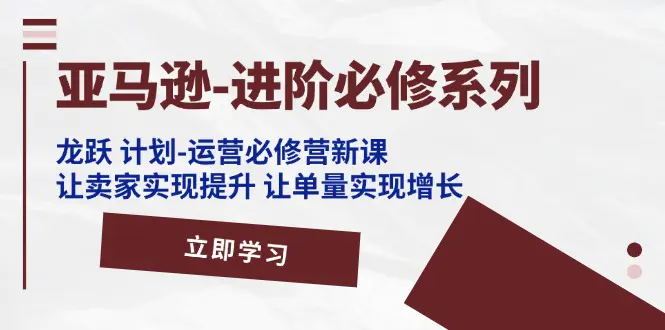 亚马逊-进阶必修系列，龙跃 计划-运营必修营新课，让卖家实现提升 让单…-爱赚项目网