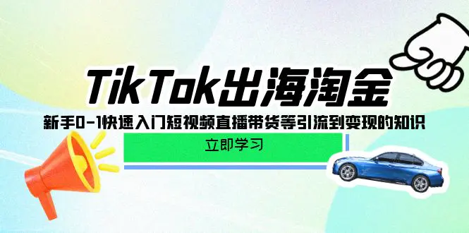 TikTok-出海淘金，新手0-1快速入门短视频直播带货等引流到变现的知识-爱赚项目网