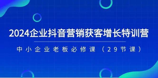 2024企业抖音-营销获客增长特训营，中小企业老板必修课（29节课）-爱赚项目网