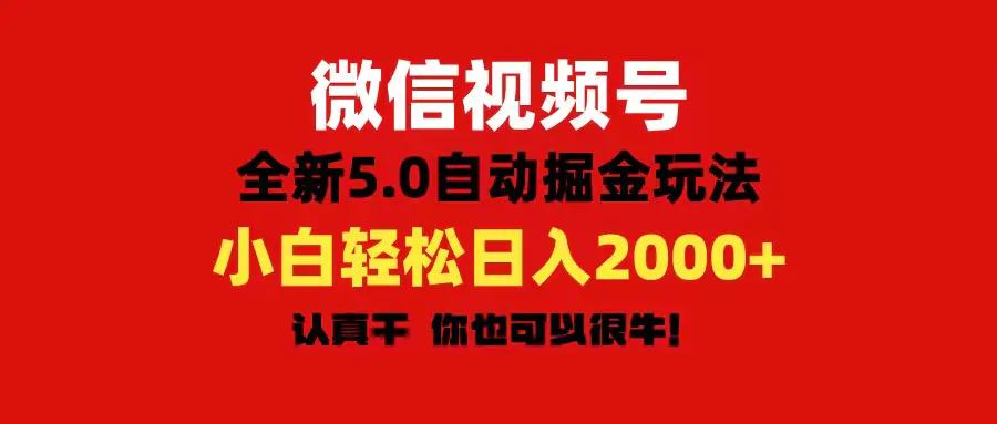 微信视频号变现，5.0全新自动掘金玩法，日入利润2000+有手就行-爱赚项目网