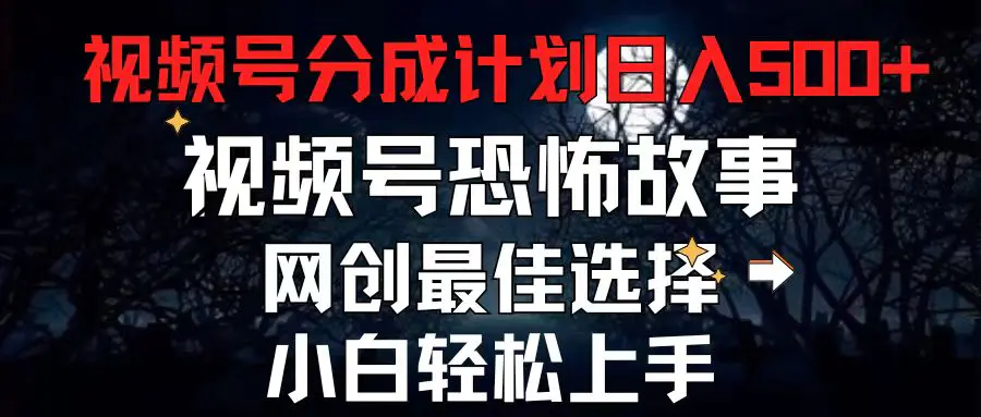 2024最新视频号分成计划，每天5分钟轻松月入500+，恐怖故事赛道,-爱赚项目网