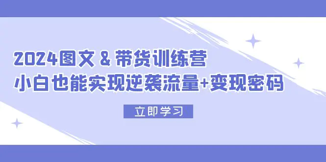 2024 图文+带货训练营，小白也能实现逆袭流量+变现密码-爱赚项目网