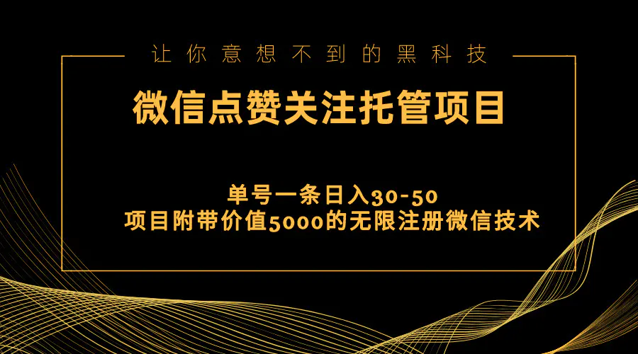 视频号托管点赞关注，单微信30-50元，附带价值5000无限注册微信技术-爱赚项目网