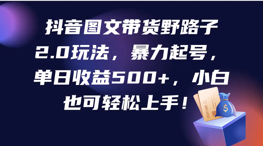 抖音图文带货野路子2.0玩法，暴力起号，单日收益500+，小白也可轻松上手！-爱赚项目网