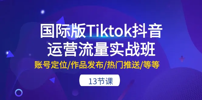 国际版Tiktok抖音运营流量实战班：账号定位/作品发布/热门推送/等等-13节-爱赚项目网