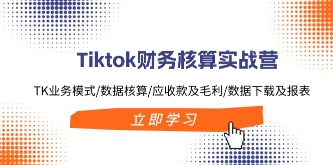 Tiktok财务核算实战营：TK业务模式/数据核算/应收款及毛利/数据下载及报表-爱赚项目网