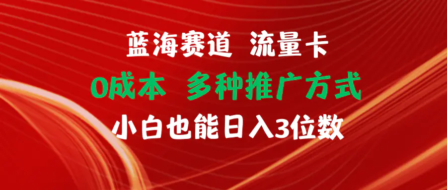 蓝海赛道 流量卡 0成本 小白也能日入三位数-爱赚项目网