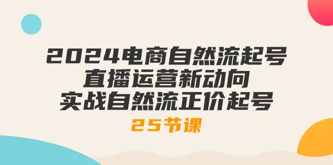 2024电商自然流起号，直播运营新动向 实战自然流正价起号-25节课-爱赚项目网