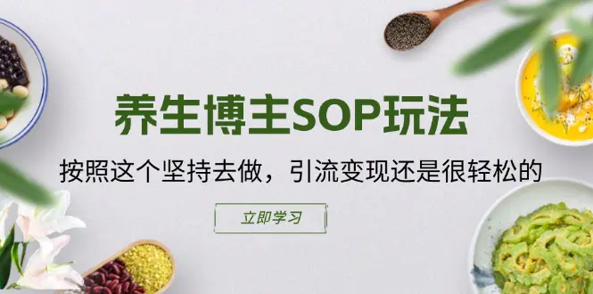 养生博主SOP玩法，按照这个坚持去做，引流变现还是很轻松的-爱赚项目网