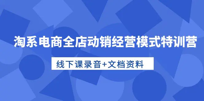 淘系电商全店动销经营模式特训营，线下课录音+文档资料-爱赚项目网