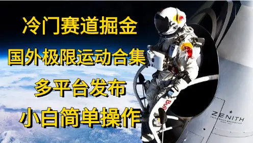 冷门赛道掘金，国外极限运动视频合集，多平台发布，小白简单操作-爱赚项目网