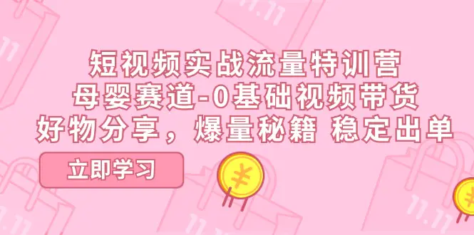 短视频实战流量特训营，母婴赛道-0基础带货，好物分享，爆量秘籍 稳定出单-爱赚项目网