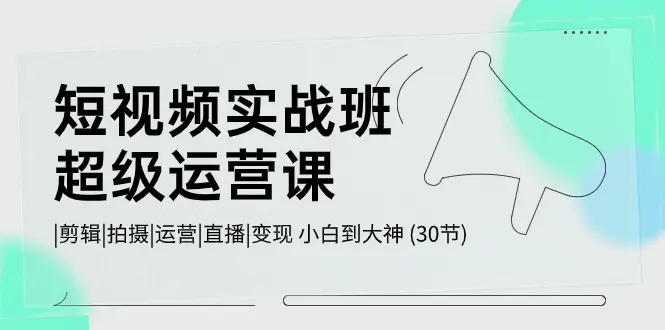 短视频实战班-超级运营课，|剪辑|拍摄|运营|直播|变现 小白到大神 (30节)-爱赚项目网