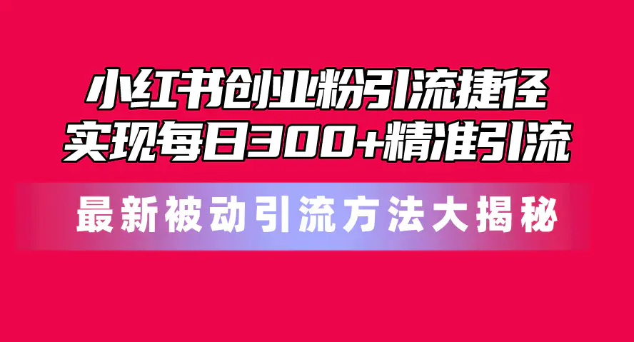 小红书创业粉引流捷径！最新被动引流方法大揭秘，实现每日300+精准引流-爱赚项目网