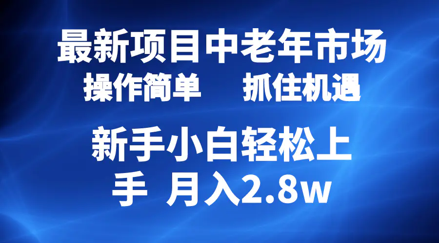 2024最新项目，中老年市场，起号简单，7条作品涨粉4000+，单月变现2.8w-爱赚项目网