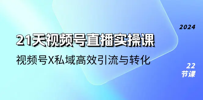 21天-视频号直播实操课，视频号X私域高效引流与转化（22节课）-爱赚项目网