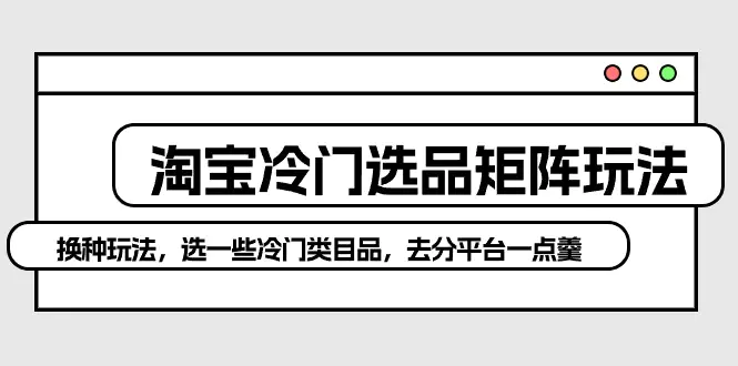 淘宝冷门选品矩阵玩法：换种玩法，选一些冷门类目品，去分平台一点羹-爱赚项目网