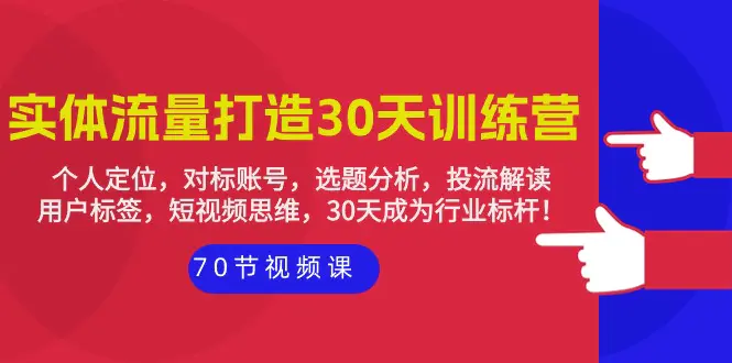 实体-流量打造-30天训练营：个人定位，对标账号，选题分析，投流解读-70节-爱赚项目网