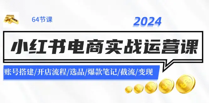 2024小红书电商实战运营课：账号搭建/开店流程/选品/爆款笔记/截流/变现-爱赚项目网