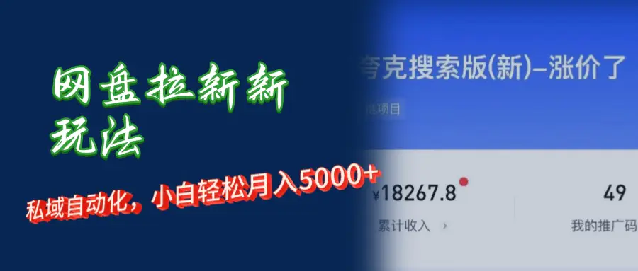 网盘拉新+私域运营，小白轻松月入5000+！-爱赚项目网