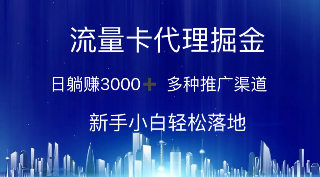 流量卡代理掘金 日躺赚3000+ 多种推广渠道 新手小白轻松落地-爱赚项目网