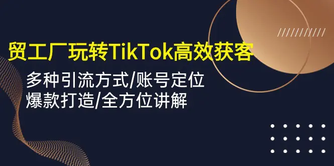 外贸工厂玩转TikTok高效获客，多种引流方式/账号定位/爆款打造/全方位讲解-爱赚项目网